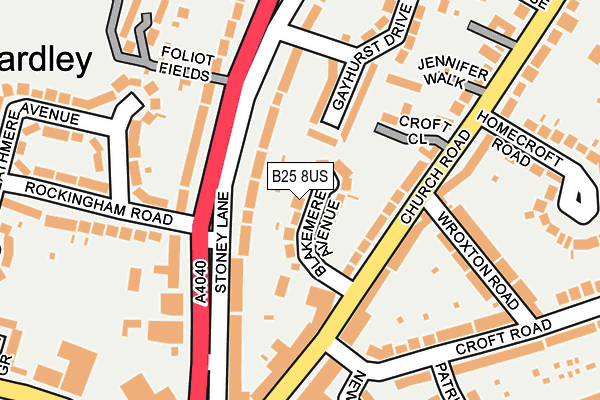 B25 8US map - OS OpenMap – Local (Ordnance Survey)