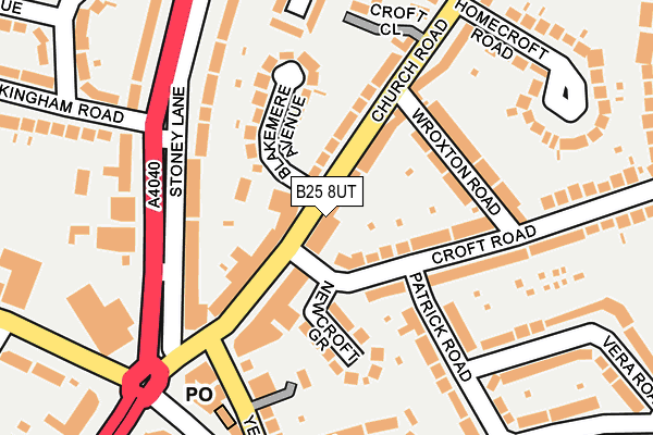 B25 8UT map - OS OpenMap – Local (Ordnance Survey)