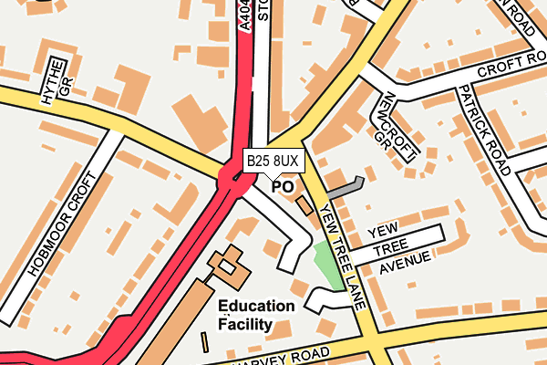 B25 8UX map - OS OpenMap – Local (Ordnance Survey)