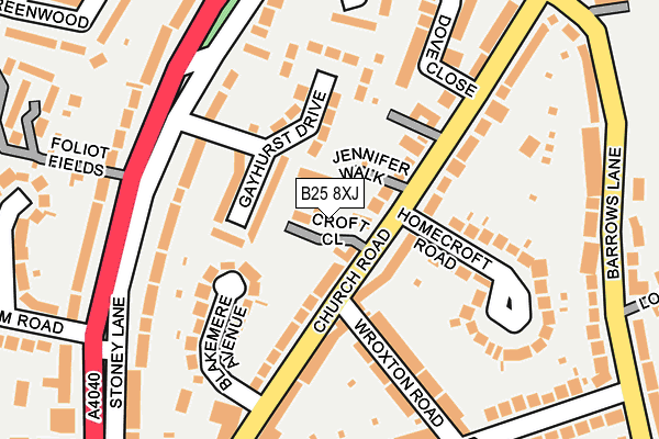 B25 8XJ map - OS OpenMap – Local (Ordnance Survey)