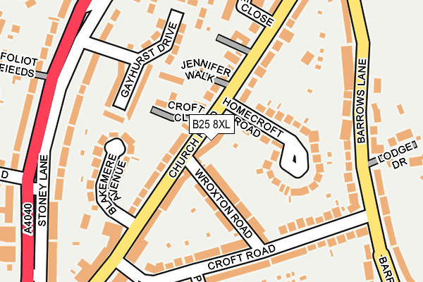 B25 8XL map - OS OpenMap – Local (Ordnance Survey)