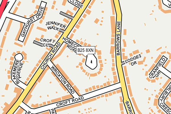 B25 8XN map - OS OpenMap – Local (Ordnance Survey)