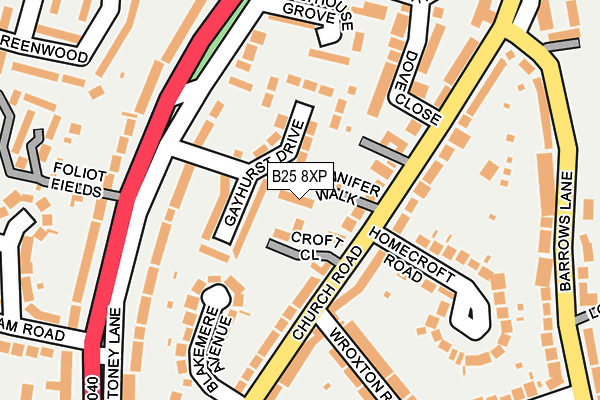 B25 8XP map - OS OpenMap – Local (Ordnance Survey)