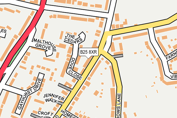 B25 8XR map - OS OpenMap – Local (Ordnance Survey)
