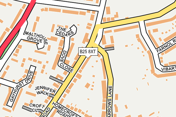 B25 8XT map - OS OpenMap – Local (Ordnance Survey)