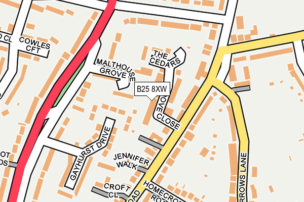B25 8XW map - OS OpenMap – Local (Ordnance Survey)