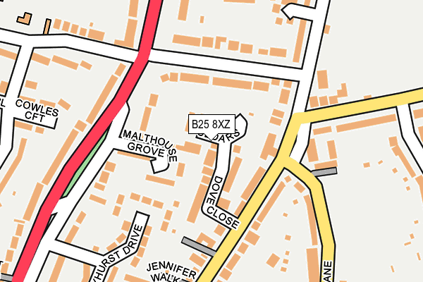 B25 8XZ map - OS OpenMap – Local (Ordnance Survey)