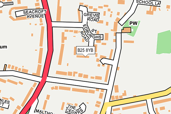 B25 8YB map - OS OpenMap – Local (Ordnance Survey)