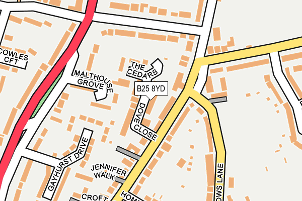B25 8YD map - OS OpenMap – Local (Ordnance Survey)