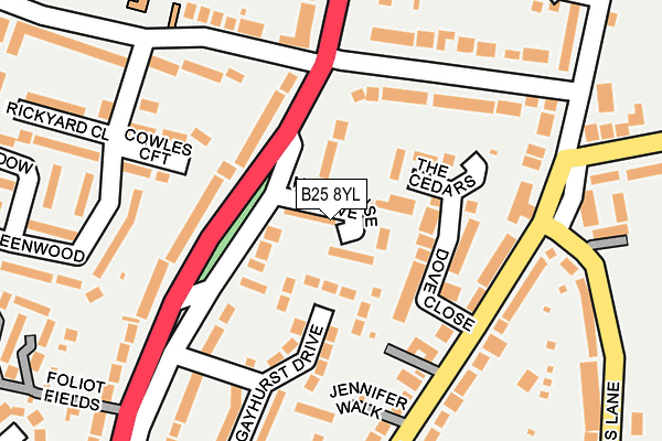 B25 8YL map - OS OpenMap – Local (Ordnance Survey)