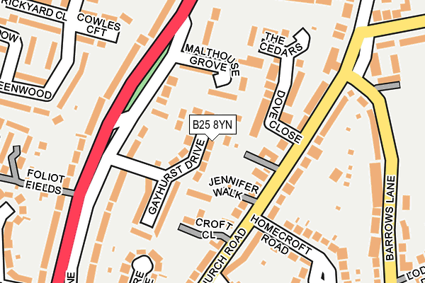 B25 8YN map - OS OpenMap – Local (Ordnance Survey)