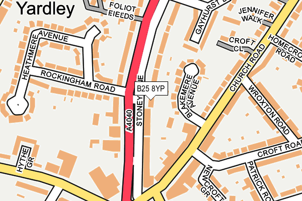 B25 8YP map - OS OpenMap – Local (Ordnance Survey)