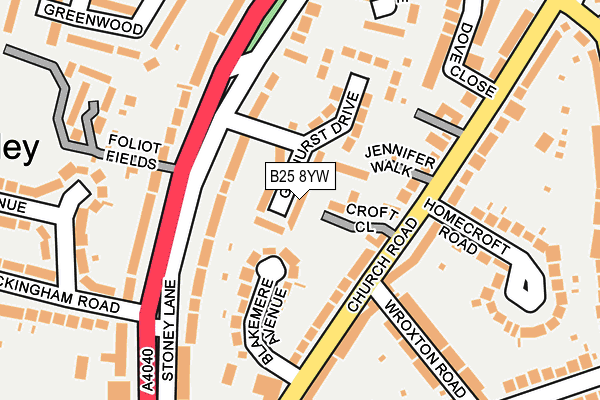 B25 8YW map - OS OpenMap – Local (Ordnance Survey)