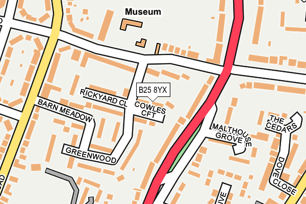 B25 8YX map - OS OpenMap – Local (Ordnance Survey)