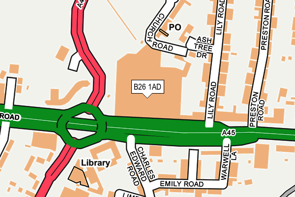 B26 1AD map - OS OpenMap – Local (Ordnance Survey)