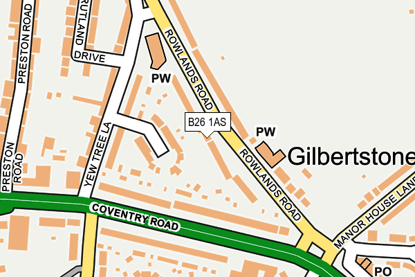 B26 1AS map - OS OpenMap – Local (Ordnance Survey)