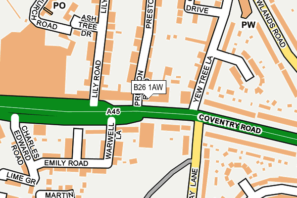 B26 1AW map - OS OpenMap – Local (Ordnance Survey)