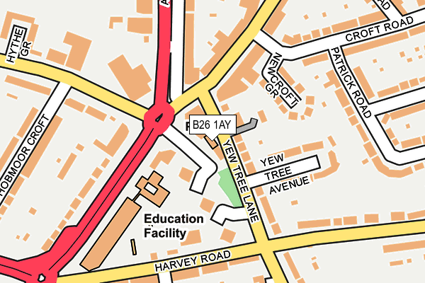 B26 1AY map - OS OpenMap – Local (Ordnance Survey)