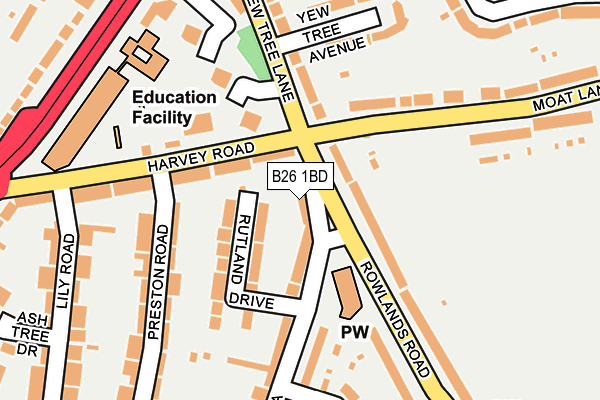 B26 1BD map - OS OpenMap – Local (Ordnance Survey)