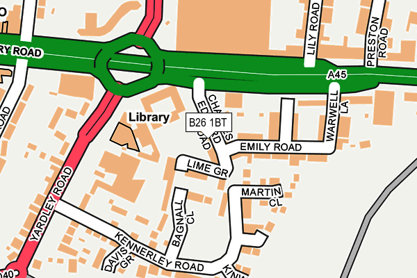 B26 1BT map - OS OpenMap – Local (Ordnance Survey)