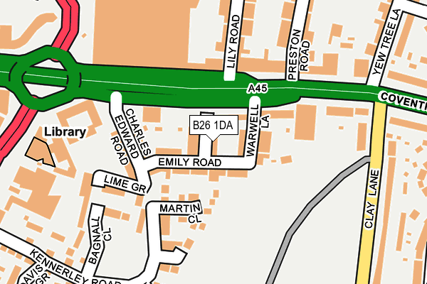 B26 1DA map - OS OpenMap – Local (Ordnance Survey)