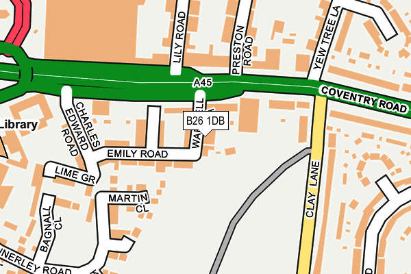 B26 1DB map - OS OpenMap – Local (Ordnance Survey)