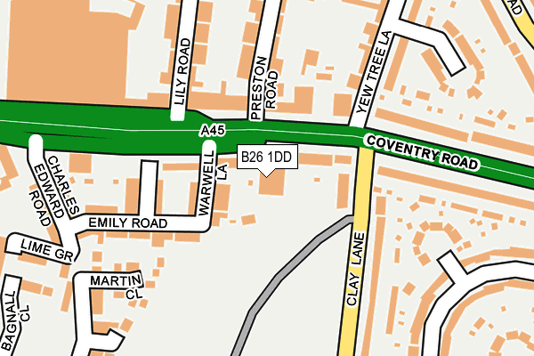 B26 1DD map - OS OpenMap – Local (Ordnance Survey)