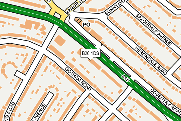 B26 1DS map - OS OpenMap – Local (Ordnance Survey)