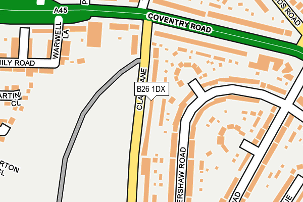 B26 1DX map - OS OpenMap – Local (Ordnance Survey)