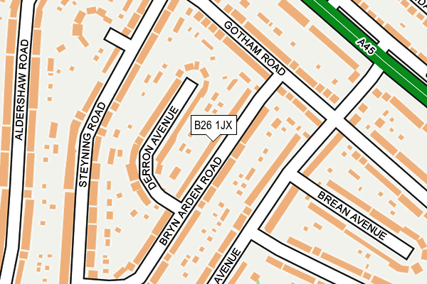 B26 1JX map - OS OpenMap – Local (Ordnance Survey)