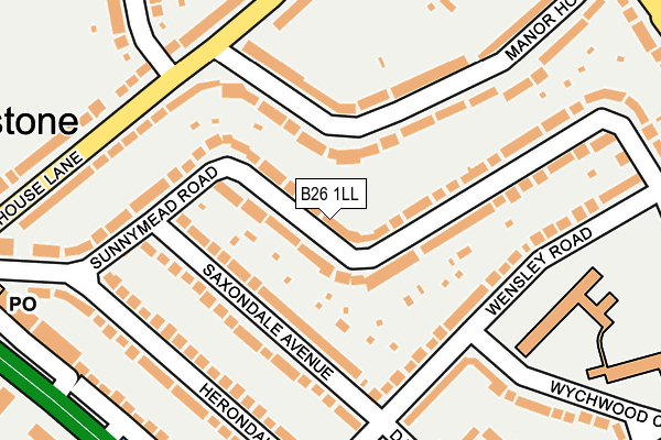 B26 1LL map - OS OpenMap – Local (Ordnance Survey)