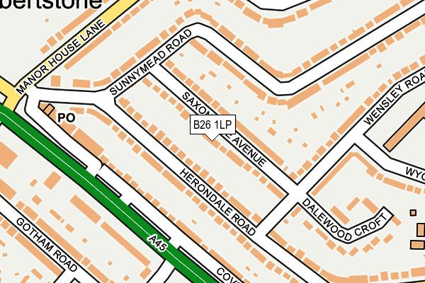 B26 1LP map - OS OpenMap – Local (Ordnance Survey)