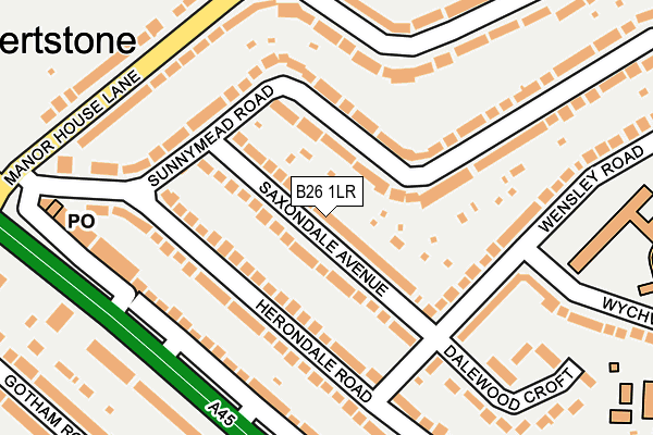 B26 1LR map - OS OpenMap – Local (Ordnance Survey)