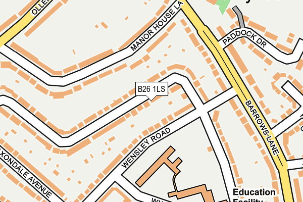 B26 1LS map - OS OpenMap – Local (Ordnance Survey)