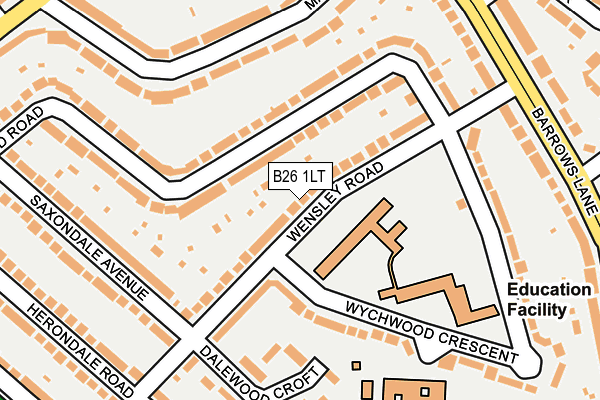 B26 1LT map - OS OpenMap – Local (Ordnance Survey)