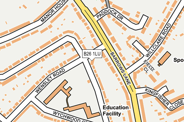 B26 1LU map - OS OpenMap – Local (Ordnance Survey)