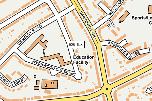 B26 1LX map - OS OpenMap – Local (Ordnance Survey)