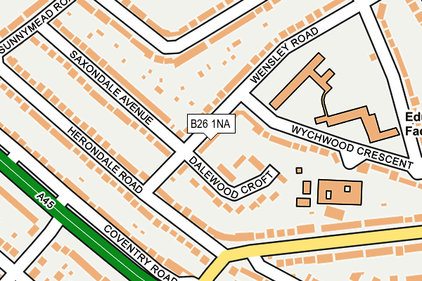 B26 1NA map - OS OpenMap – Local (Ordnance Survey)