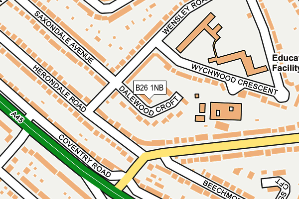 B26 1NB map - OS OpenMap – Local (Ordnance Survey)