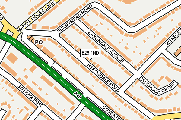 B26 1ND map - OS OpenMap – Local (Ordnance Survey)