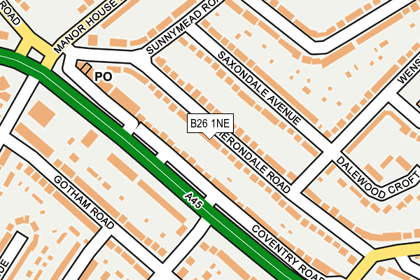 B26 1NE map - OS OpenMap – Local (Ordnance Survey)