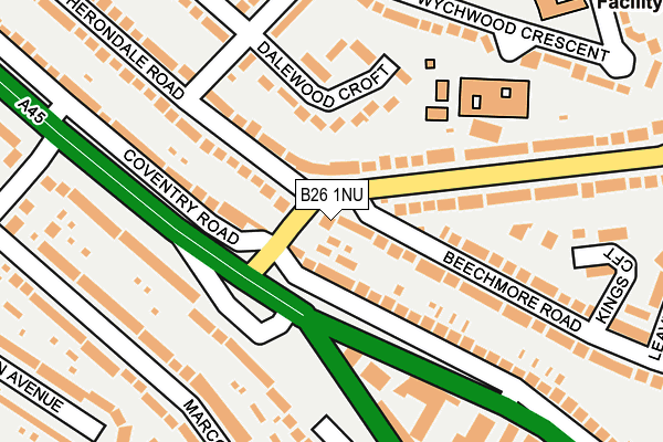 B26 1NU map - OS OpenMap – Local (Ordnance Survey)