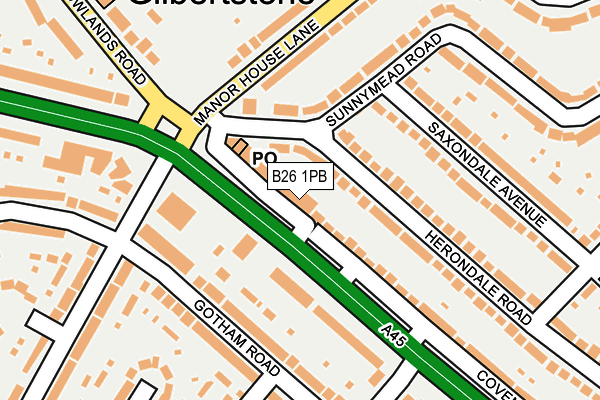 B26 1PB map - OS OpenMap – Local (Ordnance Survey)