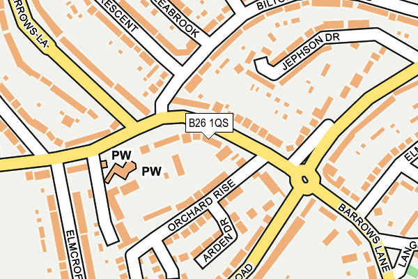 B26 1QS map - OS OpenMap – Local (Ordnance Survey)