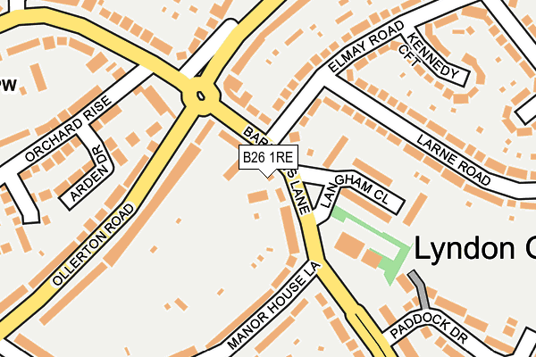 B26 1RE map - OS OpenMap – Local (Ordnance Survey)