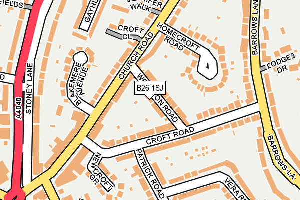 B26 1SJ map - OS OpenMap – Local (Ordnance Survey)