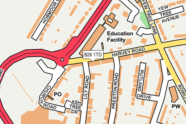 B26 1TD map - OS OpenMap – Local (Ordnance Survey)