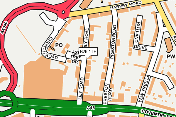 B26 1TF map - OS OpenMap – Local (Ordnance Survey)
