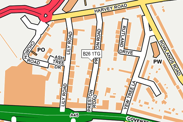 B26 1TG map - OS OpenMap – Local (Ordnance Survey)