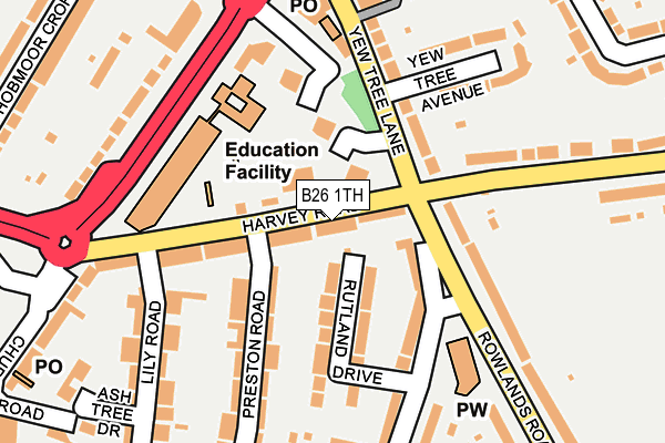 B26 1TH map - OS OpenMap – Local (Ordnance Survey)